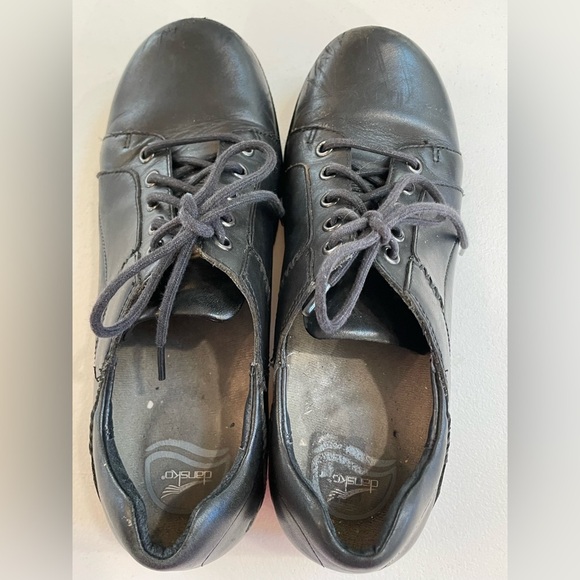 Dansko Black Shoes 41 Womens 10.5-11 Chunky Oxford lace up Business casual - Picture 6 of 9
